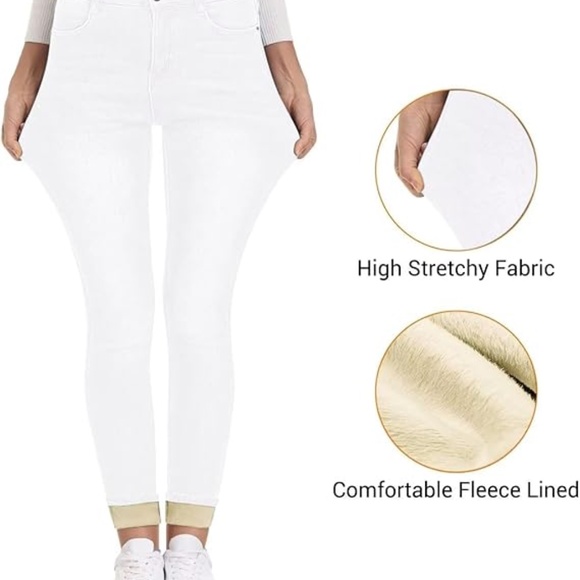 NWOT KDF Womens White Fleece Lined Jeans - Picture 4 of 5